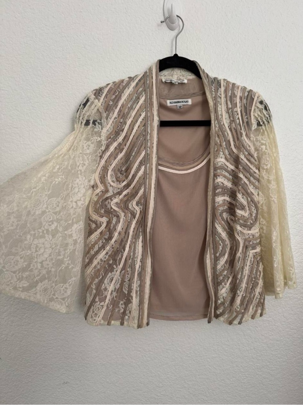 Vintage 2pc Boho Lace Cardigan Top with Matching Tank
